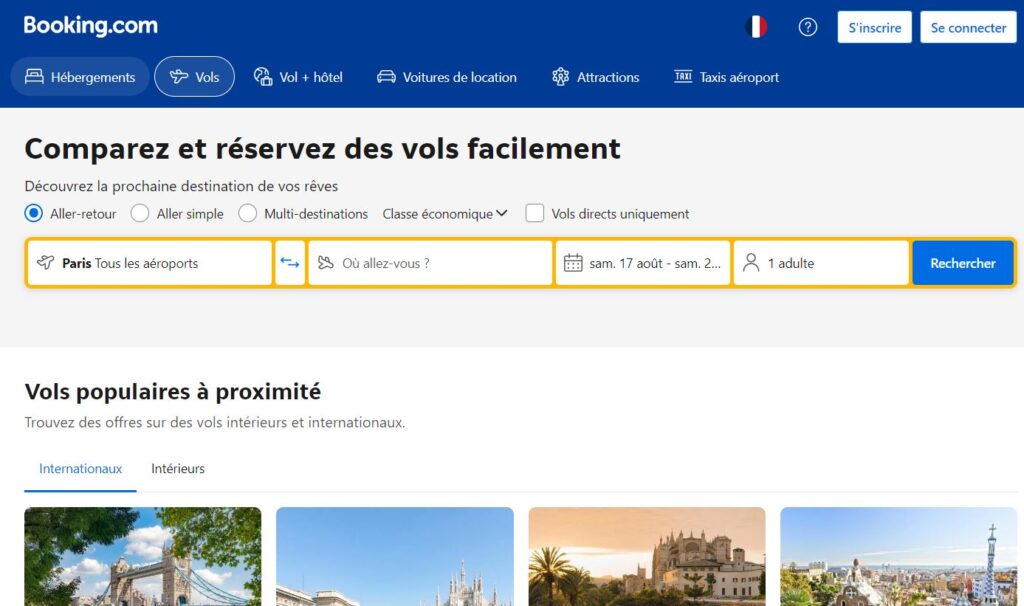 Réserver ses billets d’avion sur Booking.com